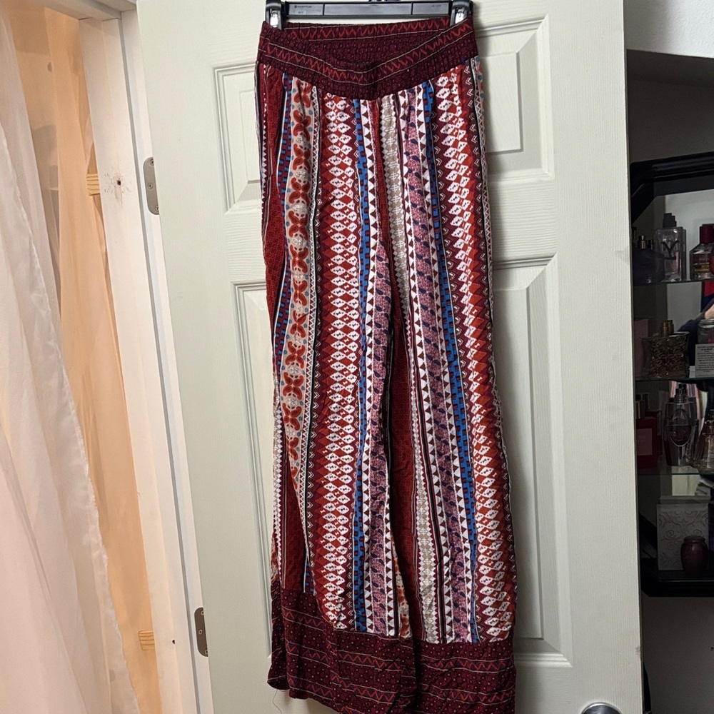 Signature Studio Red and Blue Wide Leg Jumpsuit